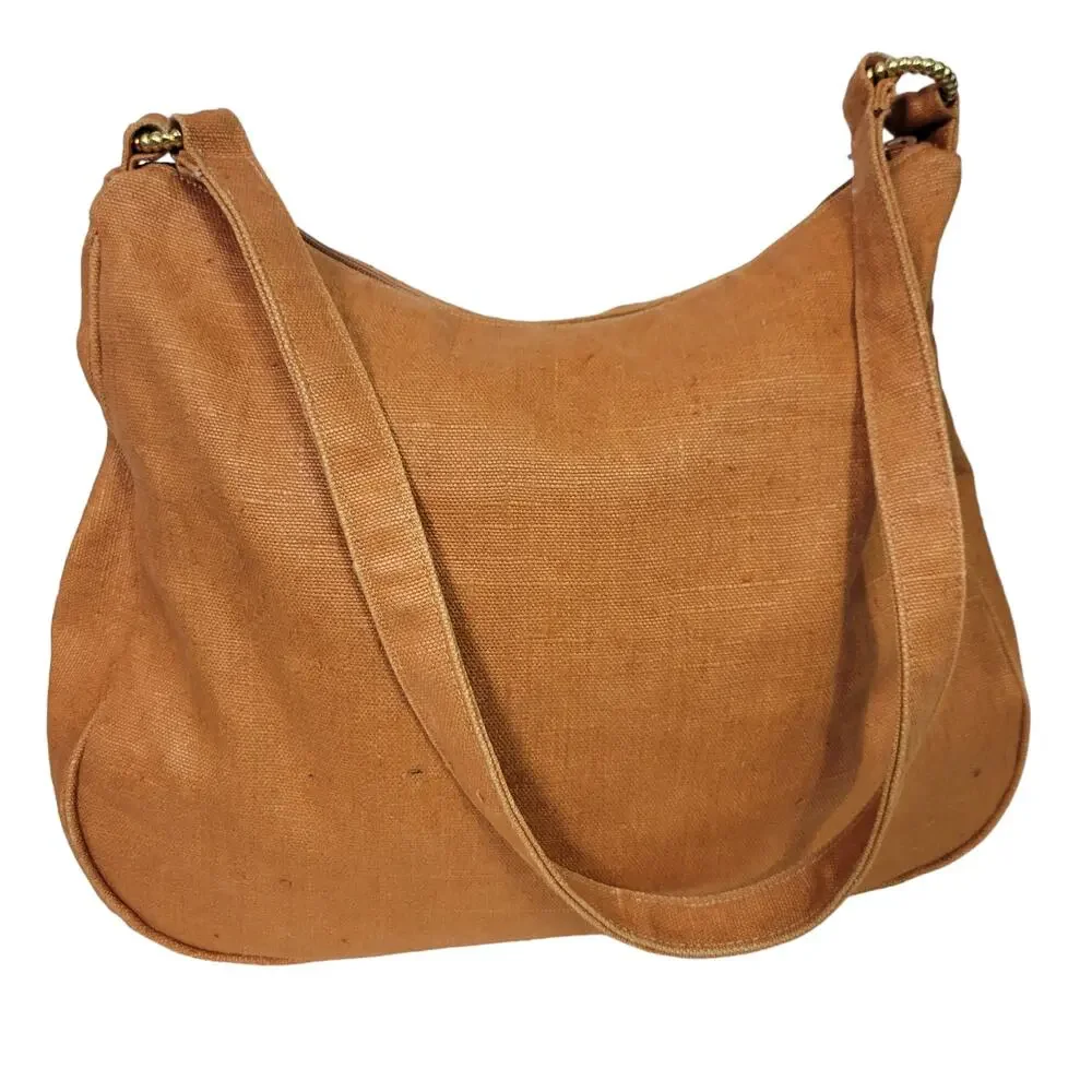 Vintage Kleinberg Sherrill Shoulder Bag Orange Oversized Crossbody Canvas Curved